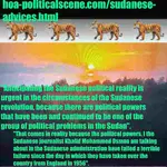 The Sudanese Advices are not only for the Sudanese people to rise above. There are also in good political insights to know the causes of the political dilemma.