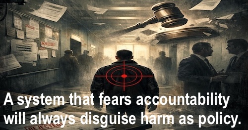 HOA's Interval with Wisdom Nuggets of Inspiring Ethical Proverbs: A System That Fears Accountability Will Always Disguise Harm As Policy.