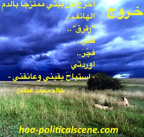 hoa-politicalscene.com/arabic-hoa.html - Bilingual HOA: Snippet of poetry from "Exodus" by poet and journalist Khalid Mohammed Osman on Masai Mara National Reserve.