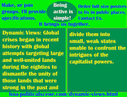 Dynamic Views to explore the global problems, discover their origins and provide solutions to the crises the human and planet face.