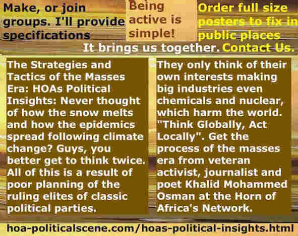 hoa-politicalscene.com/hoas-political-insights.html - Strategies & Tactics of Masses Era: HOA's Political Insights: Never thought of how the snow melts & how epidemics spread following climate change?