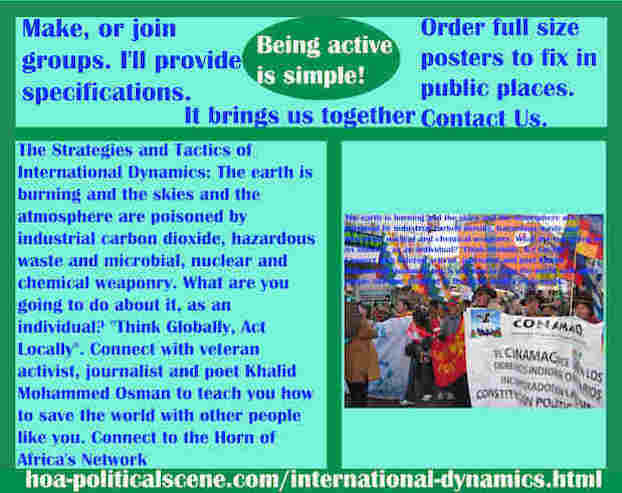 hoa-politicalscene.com/international-dynamics.html - Strategies & Tactics of International Dynamics: Earth is burning, skies & atmosphere are poisoned by industrial carbon dioxide, hazardous waste ...