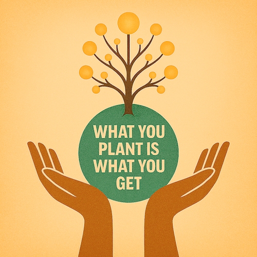 Exile Archive - Support Without Money: Two open hands rise from the bottom of the frame, steady and welcoming, offering a foundation rather than a demand. Between the palms rests a green circle... a symbol of potential, renewal, and the quiet power of beginnings. From the center of this circle, a slender tree grows upward, its branches reaching outward with calm confidence. The image carries a simple truth: what you plant is what you get. Support is not measured in money but in intention, presence, and the seeds we choose to place in the world. The hands hold space, the circle holds possibility, and the tree holds the future that grows from both. The illustration reflects that original concept, and this page offers practical ways to support this growing human ecosystem.