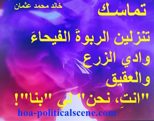 hoa-politicalscene.com/hoas-arabic-literature.html - HOAs Arabic Literature: Political poetry from "Consistency" by poet & journalist Khalid Mohammed Osman on beautiful design for decoration.