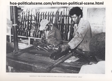 hoa-politicalscene.com - Eritrean Political Scene: Eritrean EPLF fighters maintaining weapons acquired from the defeated Ethiopian army troops in 1975.