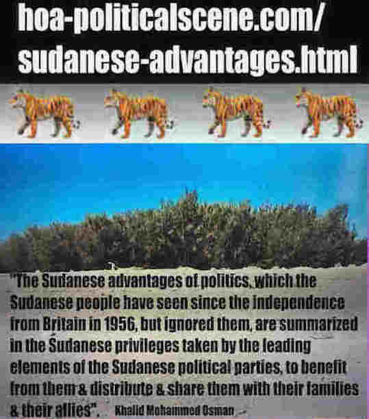 What the Sudanese advantages of politics have to do with the Sudanese privileges of politics? Don't laugh, please. Become student and Learn more.