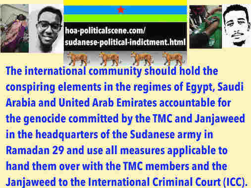 hoa-politicalscene.com/sudanese-political-indictment.html: Sudanese Political Indictment: إتهام سياسي سوداني. Khalid Mohammed Osman's political quotes English 1. أقوال سياسية لخالد محمد عثمان.