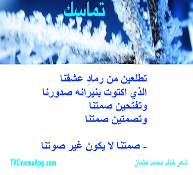 hoa-politicalscene.com - HOAs Image Scripture: Couplet of poetry from "Consistency", by poet and journalist Khalid Mohammed Osman on beautiful icy design.