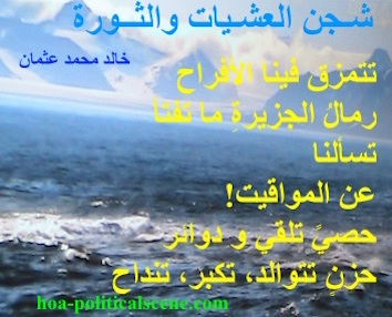hoa-politicalscene.com/hoas-images.html - HOAs Images: Couplet of poetry from "Revolutionary Evening Yearning", by poet and journalist Khalid Mohammed Osman on the melting ice circle.