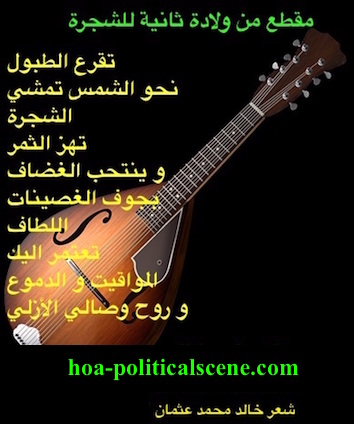 hoa-politicalscene.com/hoas-literary-scripture.html - HOAs Literary Scripture: Poetry scripture from "Second Birth of The Tree", by poet and journalist Khalid Mohammed Osman on mandolin.
