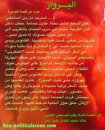 hoa-politicalscene.com/hoas-literary-scripture.html - HOAs Literary Scripture: Short story snippet from "The Frame", by short story writer and journalist Khalid Mohammed Osman on beautiful orange.