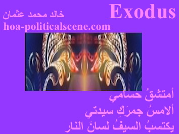 hoa-politicalscene.com - HOAs Poetic Pictures: Couplet of poetry from "Exodus", by poet and journalist Khalid Mohammed Osman framed in grape.