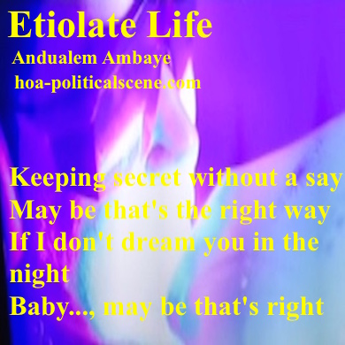 hoa-politicalscene.com - HOAs Poetry Scripture: Snippet of poetry from "Etiolate Life", by Ethiopian poet Andualem Ambaye designed on beautiful coloured picture with image of white rabbit.