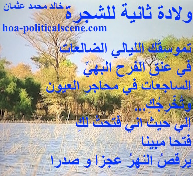 hoa-politicalscene.com - HOAs Poetry Scripture: Snippet of poetry from "Second Birth of the Tree", by poet and journalist Khalid Mohammed Osman on the Dinder and the Rahad rivers.