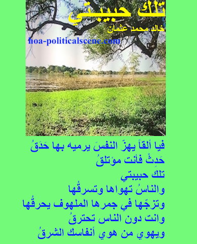 oa-politicalscene.com - HOAs Poetry Scripture: Snippet of poetry from "That's My Love", by poet and journalist Khalid Mohammed Osman on the Dinder and Rahad Garden, Sudan.