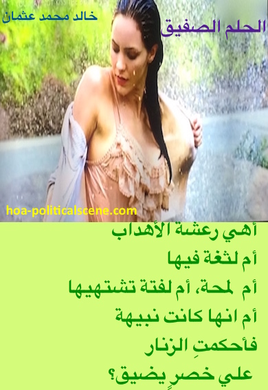 hoa-politicalscene.com - HOAs Scripture: from "Cheeky Dream", by poet & journalist Khalid Mohammed Osman on Katherine McPhee taking a shower in common open place in Hawaii.