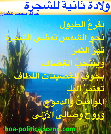 hoa-politicalscene.com - HOAs Scripture: from "Second Birth of the Tree", by poet & journalist Khalid Mohammed Osman on sea view over trees on the heights.