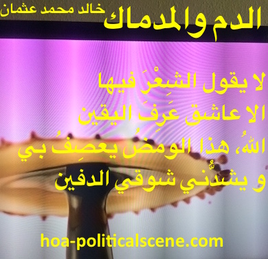 hoa-politicalscene.com - HOAs Scripture: from "The Blood and the Course", for Baghdad, by poet & journalist Khalid Mohammed Osman on beautiful coloured image.