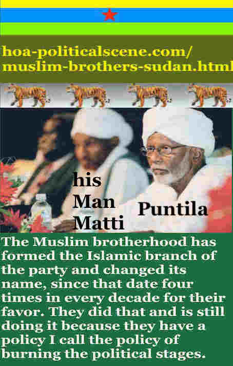 Leaders of Muslim Brothers Party and the Ummah Party in Sudan: A Quote by Khalid Mohammed Osman: The marriage of convenience that makes the miserable situations in Sudan, since the independence in 1954.