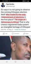  Shameful Tweet by a higher Oromo official of Ethiopia against European Union