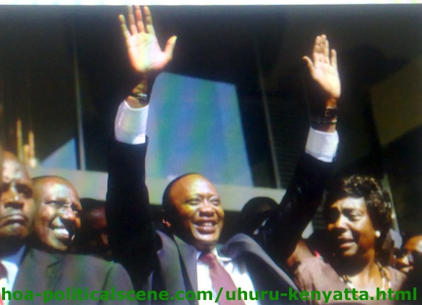 Uhuru Kenyatta Greeting His Followers after the Announcement of the Election Results