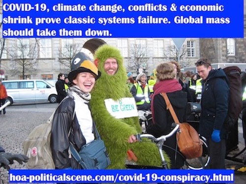 hoa-politicalscene.com/covid-19-conspiracy.html - COVID-19 Conspiracy: COVID-19, climate change, conflicts & economic shrink prove classic systems failure. Global mass should take them down.