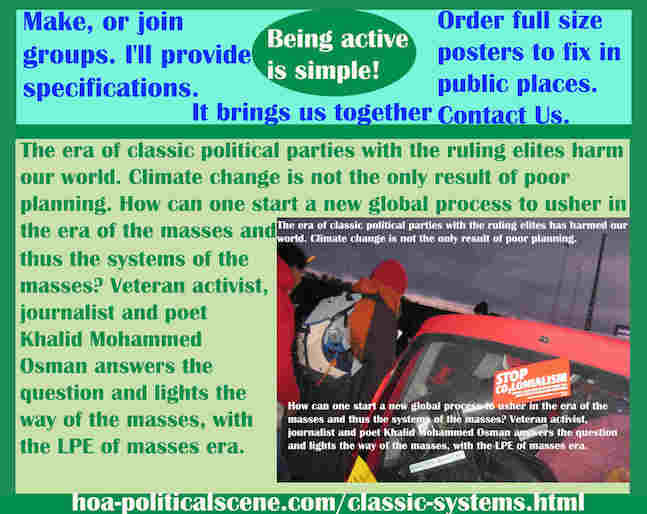 hoa-politicalscene.com/classic-systems.html - Classic Systems: Classic political parties ruling elites harm our world. Climate change isn't the only result of poor planning.