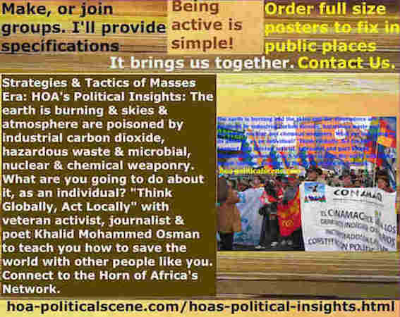 hoa-politicalscene.com/hoas-political-insights.html - Strategies & Tactics of Masses Era: HOA's Political Insights: Earth burning, sky, atmosphere poisoned by carbon, waste & microbial weaponry.