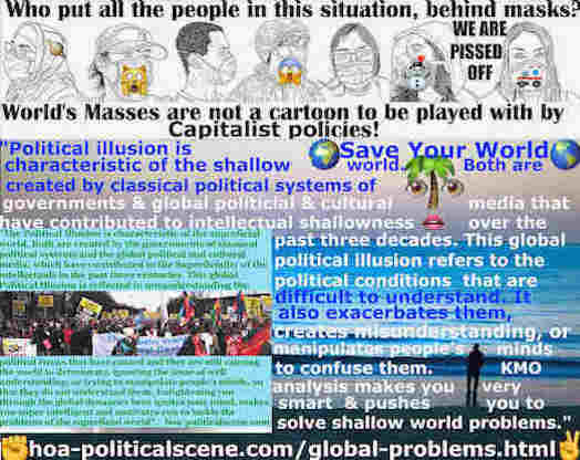 hoa-politicalscene.com/global-problems.html: Global Political Problems: Political Shallowness: Political illusion is characteristic of the  shallow world created by classic governments & the media.