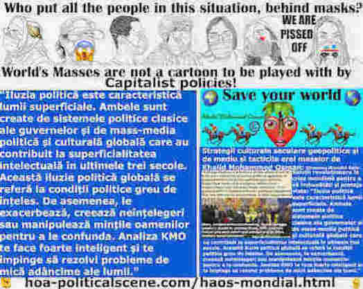 hoa-politicalscene.com/haos-mondial.html: Haos Mondial Romanian: Iluzia politică este caracteristică lumii superficiale. Ambele sunt create de sistemele politice clasice ale guvernelor și de mass-...