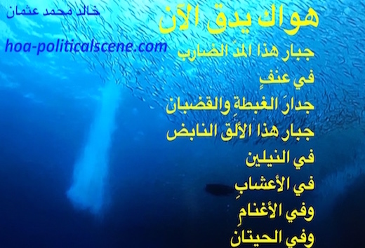 hoa-politicalscene.com/hoas-arabic-literature.html - HOAs Arabic Literature: "Your Love is Beating Now" by poet Khalid Mohammed Osman on beautiful underwater world with small fish.
