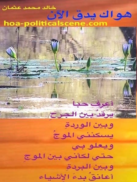 hoa-politicalscene.com/hoa.html - HOA: Poem from "Your Love is Beating Now" by poet & journalist Khalid Mohammed Osman on the Sudanese national reserve Dinder Rahad Water Lilies.