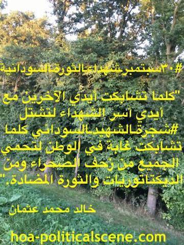 hoa-politicalscene.com/sudanese-martyrs-tree-posters.html - Sudanese Martyr's Tree Posters: to entangle forestry to protect from encroachment of desert & dictatorship, idea by Khalid Mohammed Osman.