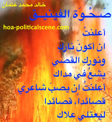 hoa-politicalscene.com - HOAs Love Poems: "Rising of the Phoenix", by poet & journalist Khalid Mohammed Osman on a fires to burn grass in Dinder and Rahad garden in Sudan shaping with poet's eyes.