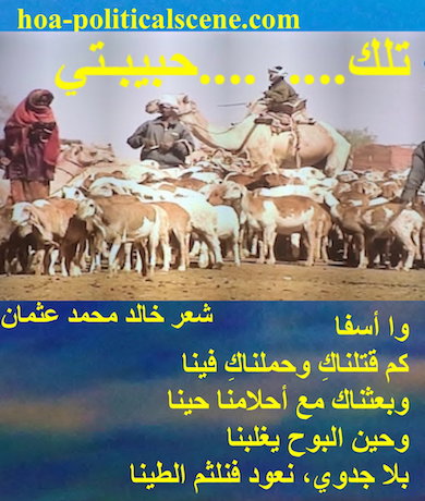 hoa-politicalscene.com - HOAs Lyrics: from "That's My Love", by poet & journalist Khalid Mohammed Osman on herd of sheep and camels in eastern Sudan.
