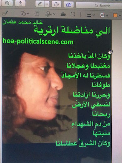 hoa-politicalscene.com - HOAs Poesy: from "For Eritrean Woman Fighter" by poet & journalist Khalid Mohammed Osman on Eritrean singer Goal Sulmon.