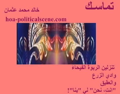 hoa-politicalscene.com - HOAs Poetry Aesthetics: Couplet of poetry from "Consistency", by poet and journalist Khalid Mohammed Osman framed in salmon.
