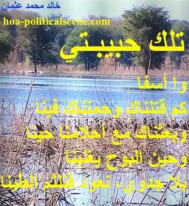 hoa-politicalscene.com - HOAs Sacred Scripture: from "That's My Love", by poet & journalist Khalid Mohammed Osman on Dinder River in Sudan with garden view of the Dinder and Rahad natural reserve.