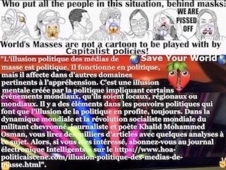 L’illusion politique des médias de masse: est politique. Il fonctionne en politique, mais il affecte dans d’autres domaines pertinents à l’appréhension. C’est une illusion mentale créée par la politique impliquant certains événements mondiaux, qu’ils soient locaux, régionaux ou mondiaux.