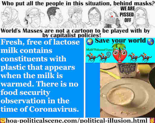 L’illusion politique des médias de masse: Le lait frais, sans lactose contient des constituants avec du plastique qui apparaît lorsque le lait est réchauffé. Il n’y a pas d’observation de la sécurité alimentaire à l’époque du coronavirus. There is no food security observation in the time of Coronavirus.