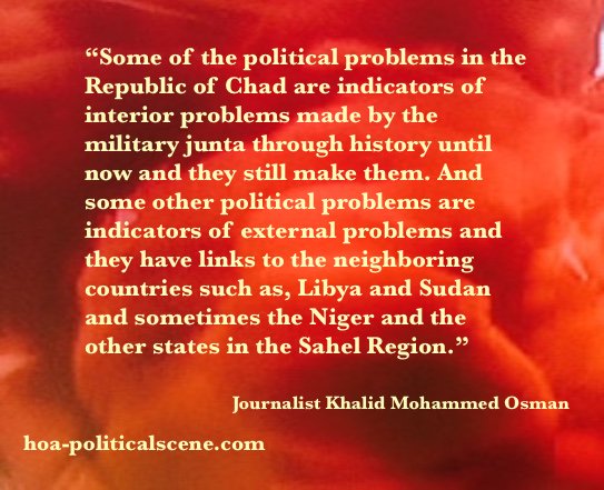 Write about Chad: The Indicators of the interior and exterior political problems of Chad.