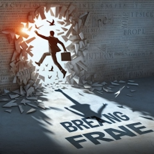 Why Prevailing Perspectives Fail Us?:Perception Fusion – A blend of overlapping expressions merging into one entity, representing the way societal norms mold individual thought. A person stepping out of a shadow escaping prevailing narratives.