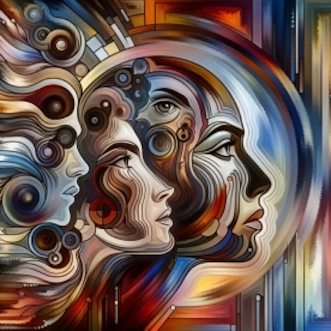 Why Prevailing Perspectives Fail Us?: The Spectrum of Truth - A dynamic artwork showing different perspectives flowing into a central core, illustrating how varied beliefs shape a singular reality of people trapped in a maze of familiar narratives.